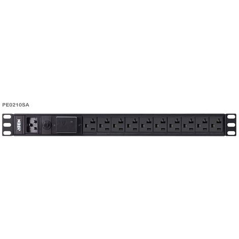 Unidad de distribución de energía ATEN PE0210SG PDU con 10 tomas de corriente, 1U, color negro. (1/5)