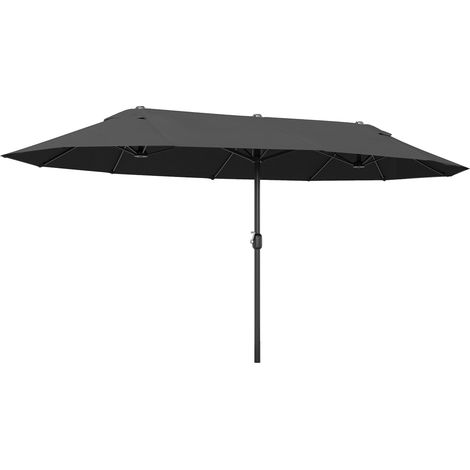 Parasol droit rectangulaire 3x4m – Manivelle en aluminium – Tissu polyester haute densité 180 g/m² – 2 cheminées anti-vent