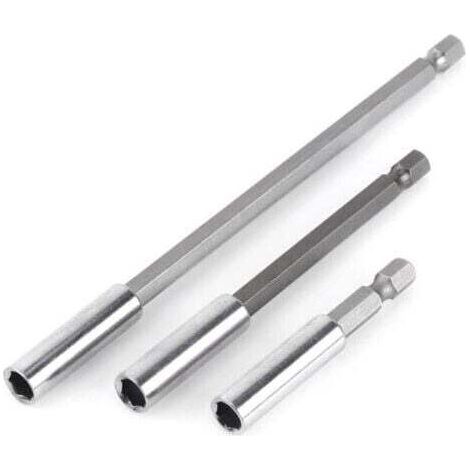 Porte Embouts Magnétique Extension de Vissage Tournevis Tige Hexagonal 60mm 100mm 150mm Rallonge Embout Visseuse(3Pcs 1/4") (1/5)