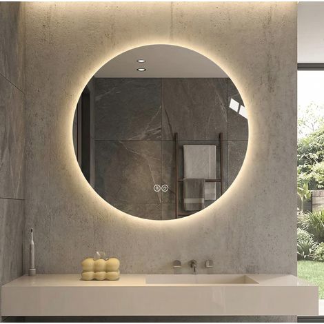MODFU – Specchio da bagno LED argentato con illuminazione anteriore/posteriore e antiappannamento, dimmer e memoria – Argentato (1/5)
