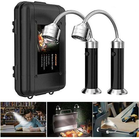 Lampe pour Barbecue Lot de 2 Lumières LED de Gril BBQ avec Base magnétique Rotation à 360 Degrés Flexible Réglable pour Barbecue,Camping,Fête,Extérieur-A (1/5)