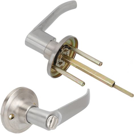 Poignée de porte d'entrée verrouillable en alliage d'aluminium avec 3 clés pour chambre ou salle de bain intérieure (1/5)