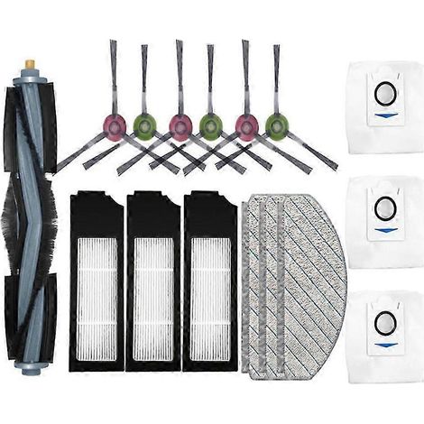 Pièces de rechange pour aspirateur robot Ecovacs X1 Plus : brosse principale, filtre HEPA, chiffon de nettoyage et sac à poussière. (1/5)