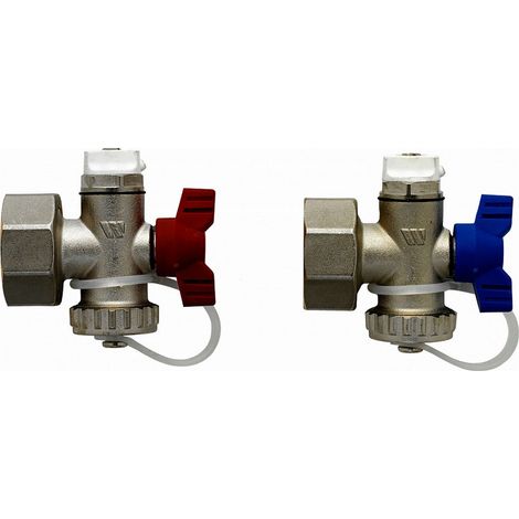 Watts – Kit vanne de terminaisons collecteur plancher chauffant – écrou libre F1' (26/34) – bouchon M3/4' (20/27) – Laiton nickelé résistant à la corrosion
