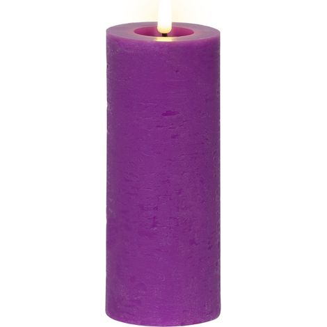 Lumineo LED Indoor Kerze Echtwachs Lila Ø 7 cm Höhe 19 cm - Wachs (1/2)