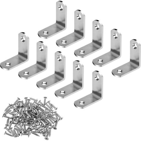 10PCS Equerre Support en Forme de L Equerres de Fixation en Acier Inoxydable 30x30x2mm avec 20PCS Vis pour Table Chaise Armoire (1/5)
