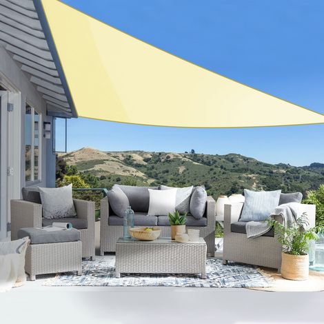 Cream Outdoor Shade Sail Patio Suncreen Awning Garden Sun Canopy 98% UV Block Triangle 3.6x3.6x3.6m (1/4)