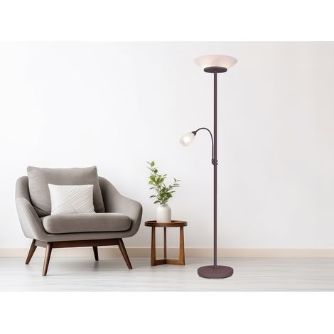 LED Deckenfluter mit Leselampe, Rostoptik & Glasschirme weiß, Höhe 180cm (1/5)