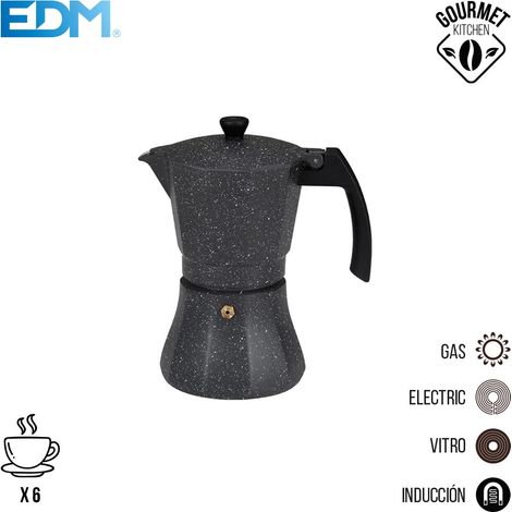 Italienische Kaffeemaschine edm 6 Tassen Aluminium schwarz elegant