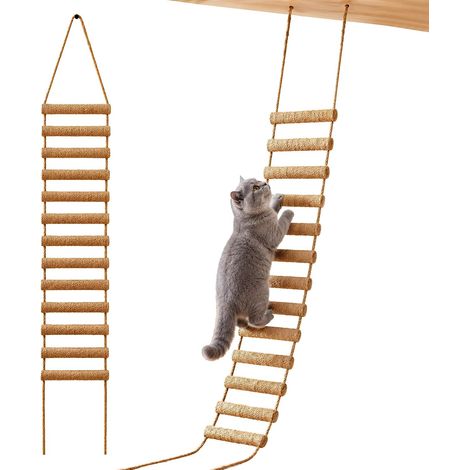 Échelle pour chat - 180 cm - Corde en sisal - Chevalet mural avec 13 (1/5)