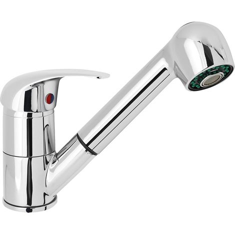 Miscelatore cucina con doccia estraibile cromo per lavello o lavanderia (1/4)