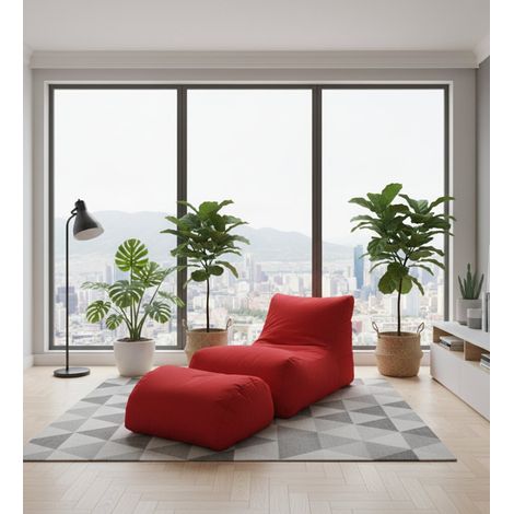 Pouf - Forma Sacco Peso Supportato 90 kg, Rosso, -, 120x80x60h cm Vitoria