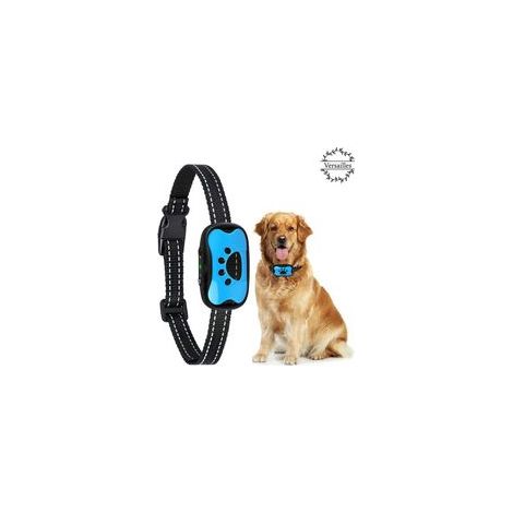 Collier anti-aboiement rechargeable automatique, son/vibration, 7 niveaux, bleu, taille moyenne – (1/5)
