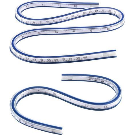 Set aus 2 flexiblen Kurvenlinealen für technisches Zeichnen, 30 cm und 60 cm, zum Nähen, Zeichnen und Modellbau multifunktionale Messwerkzeuge (1/5)