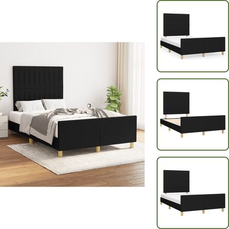The Living Store Cadre de lit sans matelas noir 120x190 cm tissu - Cadre De Lit - Lit Double - Tête De Lit - Literie - Meuble Chambre
