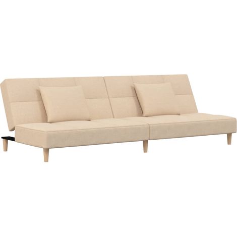 Canapé-lit，Canapé convertible à 2 places avec deux oreillers crème tissu CFW70663 (1/5)