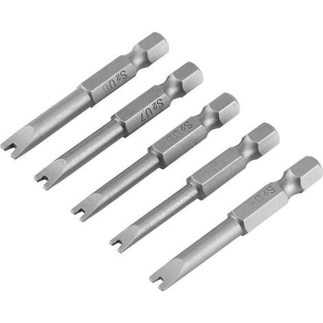 Puntas de destornillador en forma de U de acero aleado S2 de 50 mm, vástago hexagonal de 6,35 mm, destornillador magnético en forma de U. (1/4)