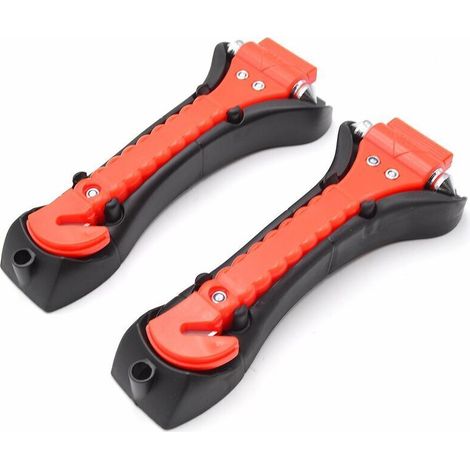 Marteau de sécurité automobile (lot de 2) : outil de sortie de secours par la fenêtre et coupe-ceinture de sécurité 2 en 1 pour les secours familiaux et les situations d'urgence.-AquaForge (1/5)
