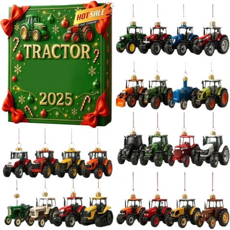 Calendrier De L'Avent Tracteur 2026, 24 Jours Calendrier Du Compte À Rebours De Noël Avec Décorations De Tracteur Acryliques 2D Calendriers De L'Avent De Noël 2026 Pour Familles, Amis, Enfant (1/5)