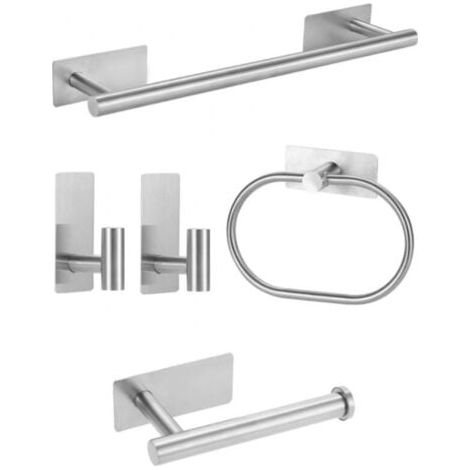 5-teiliges selbstklebendes Badezimmer-Hardware-Set, Handtuchhalter-Set aus Edelstahl (1/5)