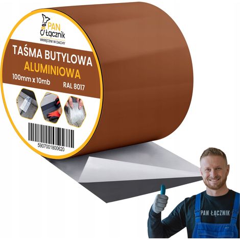 Bande Butyle De Toiture Aluminium, 100 mm x 10 m, Marron RAL8017, Ruban D'Etancheite
