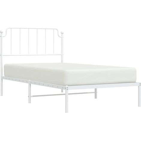 Bettgestell mit Kopfteil Metall Weiß 100x190 cm vidaXL (1/5)