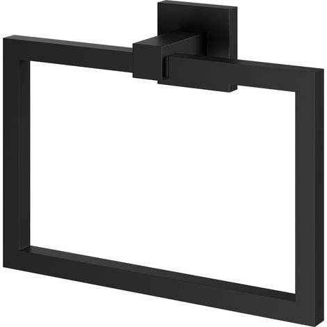 Colore Vector Matt Black Wall Mounted Towel Ring (1/5)