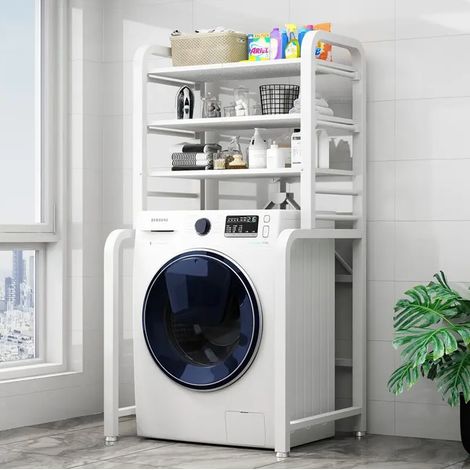 Étagère de Dessus de Machine à Laver - Métal Blanc - 3 Niveaux Pliable 152,5 x 71 x 50 cm - Livraison gratuite (1/5)