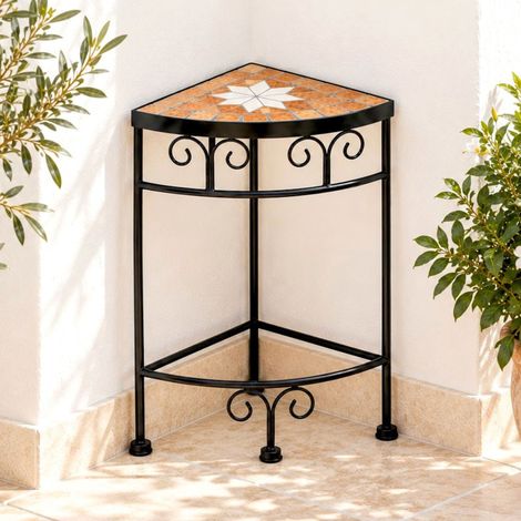 DanDiBo Tabouret à fleurs Mosaïque Étagère d'angle 42 cm Porte-fleurs 12013 Table d'appoint Porte-plantes Mosaïque d'angle (1/5)