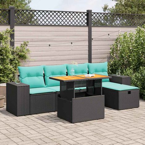 vidaXL Set Divano Giardino 6 pz con Cuscini Marrone Polyrattan Acacia