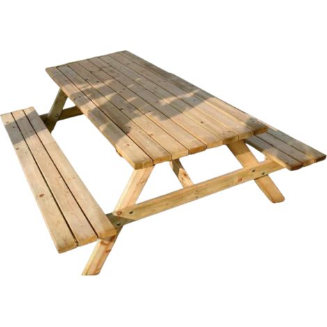 Tavolo con panche da campeggio pic-nic 180x150xh70 cm in legno di pino impregnato Lasa (1/5)