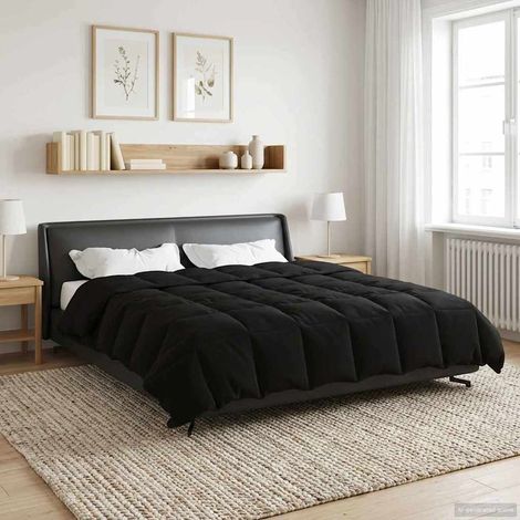 Edredón de Invierno Acolchado Negro 200 x 220 cm Microfibra