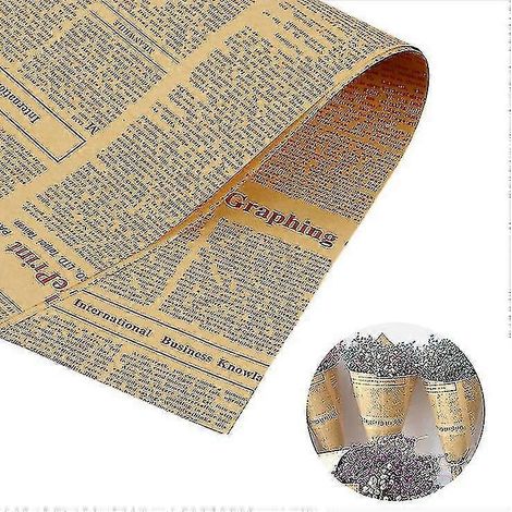 Papier kraft vintage britannique, papier journal, papier d'emballage pour fleurs séchées, rouge, 45 feuilles
