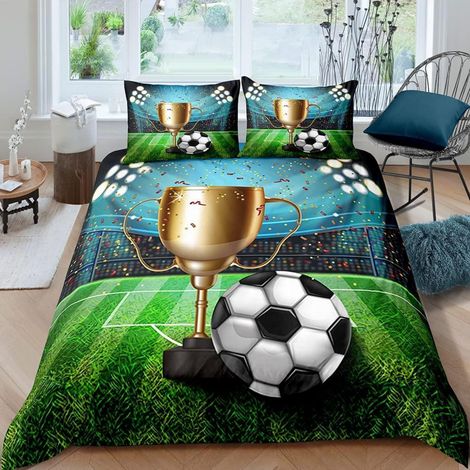 Kinder Bettwäsche 135x200 cm 2-teilig Fußball Motiv 100% Mikrofaser