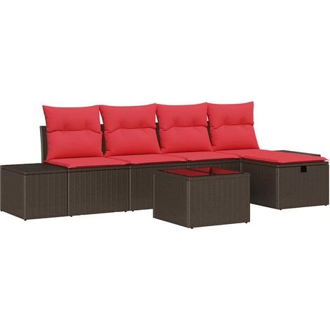 Maison Exclusive - Gartensofa-set mit Kissen 6 pcs Braun Poly-Rat