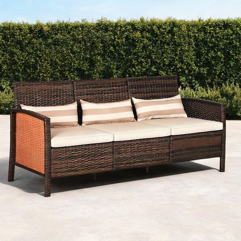 Mobilier de jardin en rotin coloris marron 173 x 68 x 78 cm (1/5)