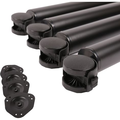 4er Set Tischbeine auf Rollen Tischfuss rollbar 710mm mit Feststellbremse Schwarz (1/5)