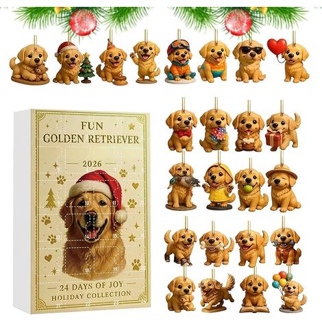 Adventskalender mit niedlichem 2D-Acryl-Hundeanhänger fürs Auto (1/5)