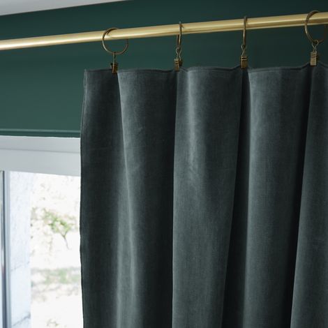 Rideau ajustable + 8 anneaux pince 140 x 270 cm velours de coton César Ardoise (1/4)