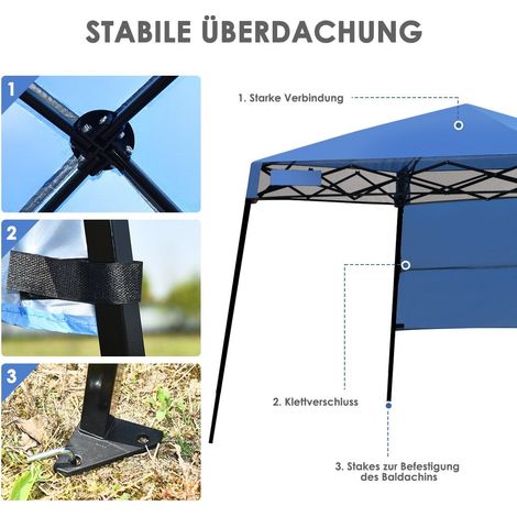 Tragbares gartenpavillonzelt mit tasche 181 x 181 x 210 cm blau