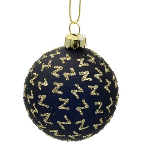 PALLINA VETRO NERA GLITTER ORO  D 6 CM