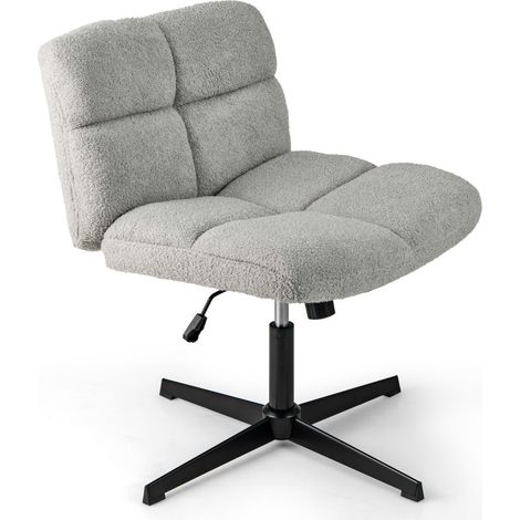 Chaise de bureau réglable 64 x 52 x 43-57 cm assise large rotation 360° design contemporain en similicuir gris
