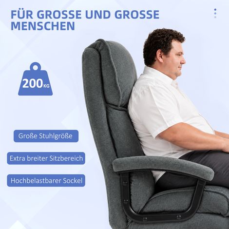 Fauteuil de bureau haut et large, capacité de charge 200 kg, structure robuste, revêtement doux, gris clair (1/5)