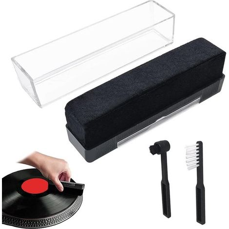 Cepillo para discos, Cepillo premium 3 en 1 para discos, Kit de limpieza, Kit de limpieza para discos de vinilo, Cepillo suave para discos, Negro (1/5)