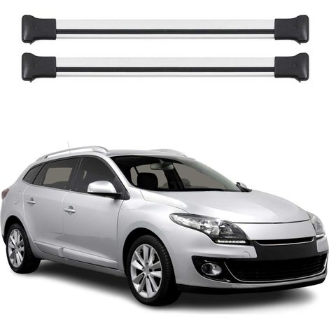 OMAC Barres de toit en aluminium pour Renault Megane III Grandtour 2009-2016 – TÜV / DIN 75302:2019 – Charge max 75 kg – 2 barres Argent (1/4)