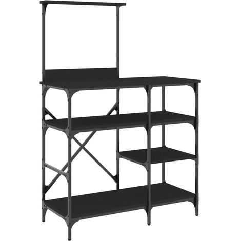 Support de boulanger noir 90x40x132 cm bois ingénierie et métal CFW91917 (1/5)