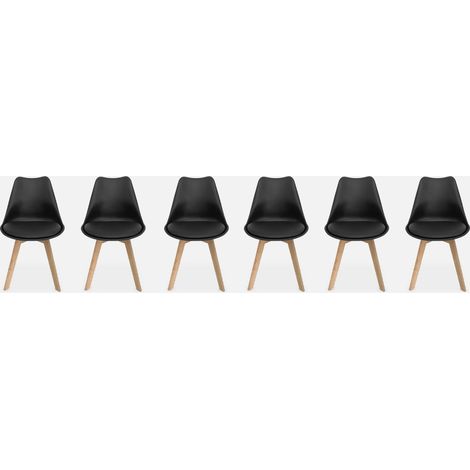 Silla escandinava con patas de madera de haya, set de 6 (1/5)