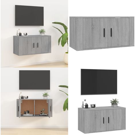 Meuble TV mural Sonoma gris 80x34,5x40 cm - Meuble Tv Mural - Meuble Tv Suspendu - Meuble Tv Moderne - Meuble Tv Design - Étagère Murale - Home & Living (1/5)