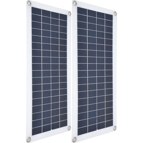Kit de 2 panneaux solaires de 10 W avec contrôleur 30 A, module photovoltaïque et port USB 5 V pour la charge d'urgence des camping-cars et bateaux. (1/5)