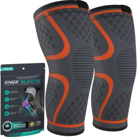 Genouillère - Compression Élastique Pour Soutien Du Genou - Unisexe - Tailles S À XXL - Orange (1/4)